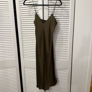 Nili Lotan Olive Green Slip Dress